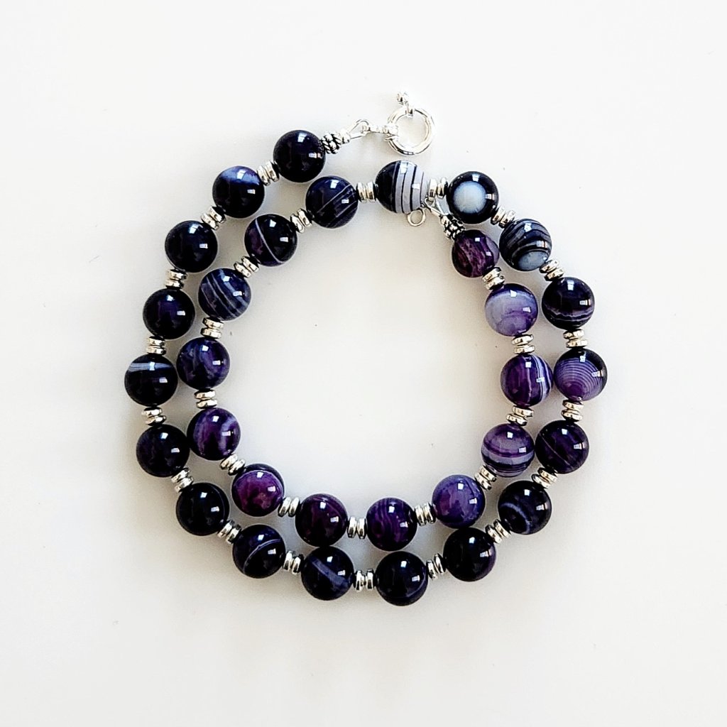 Purple Stripe Agate Necklace--18 78$